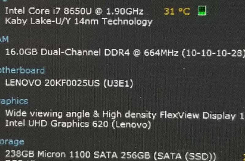 Lenovo ThinkPad X280 12.5\\" FHD Touch i7-8650U 1.9GHz / 16GB DDR4, 240GB SSD ~