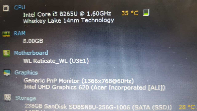 acer aspire 5 i5-8265U @ 1.60ghz / 8gb ram / 256gb SSD / 15.6\\" #