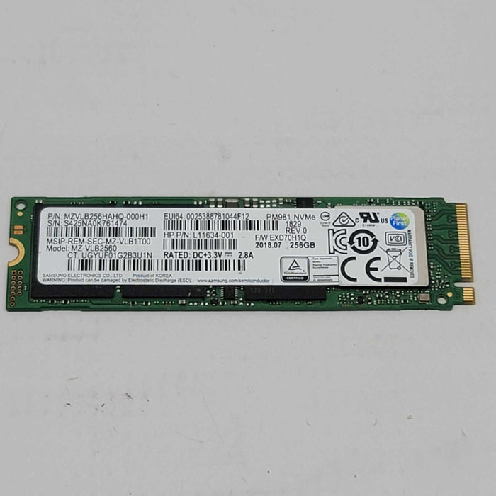 Samsung PM981 256GB PCIE NVME M.2 2280 SSD =