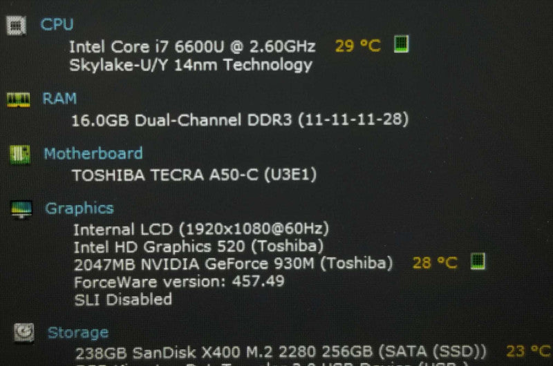 Toshiba Tecra A50-C 15.6\\" Core i7-6600U 2.6GHz/ 16GB, 240GB SSD, No AC Adapter ~