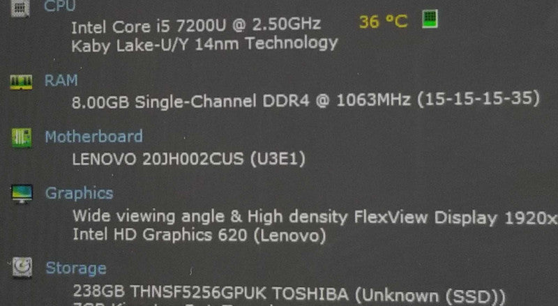 Lenovo ThinkPad Yoga 370 13.3â Touch i7-7200U 2.5GHz/ 8GB 240GB SSD  ~