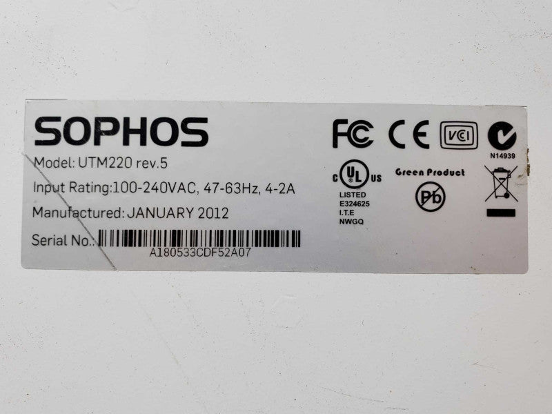 Sophos UTM 220 8-Port Firewall Gateway Network Switch Gigabit Rev.5 (