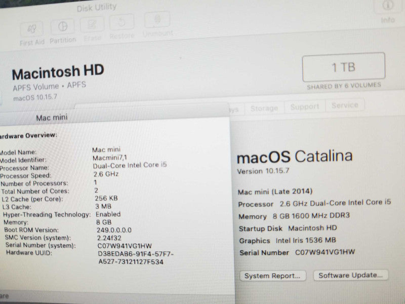 Mac mini - L.2014 A1347, i5-4278U 2.6GHz/8GB, Intel Iris, 1TB HDD ~