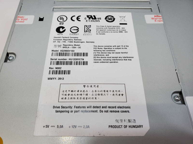 HP LTO-6 Ultrium SAS Tape Drive AQ288D#103 (