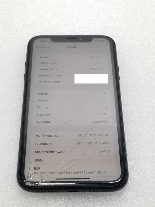 Apple iPhone XR 64GB DARK GREY, UNLOCKED, Broken Glass,