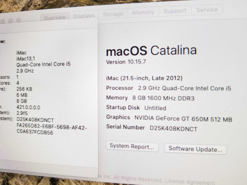 iMac 21.5\\" - L.2012 A1418, i5-3470S 2.9GHz QC/8GB, nVidia GT 650M, 1TB HDD, ~