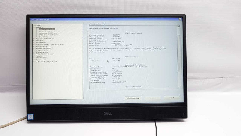 Dell Optiplex 5260 AiO i5-8500 @ 3.00ghz / 8gb ram DDR4 / READ #