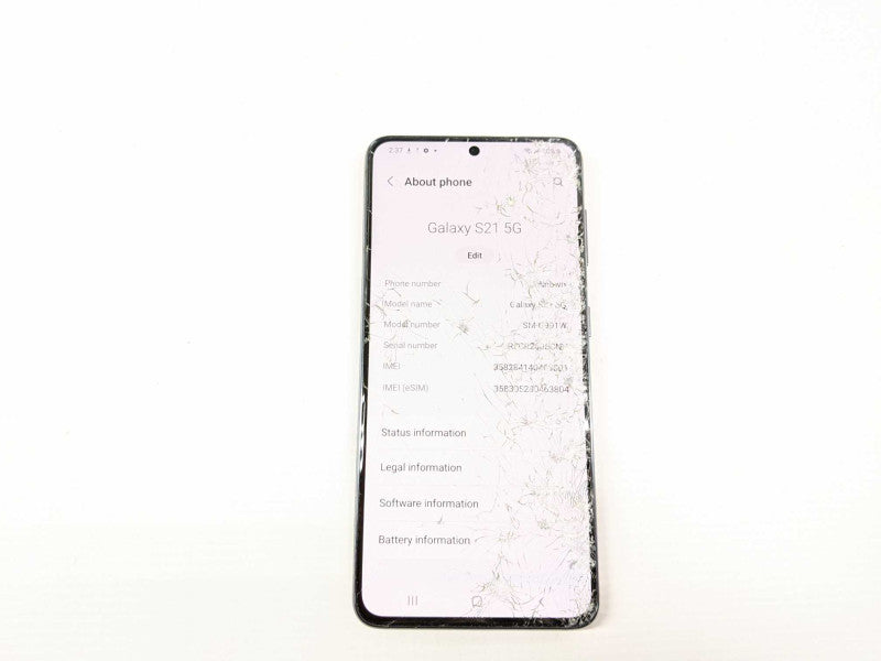 Samsung Galaxy S21 5G 128GB Unlocked with broken glass.