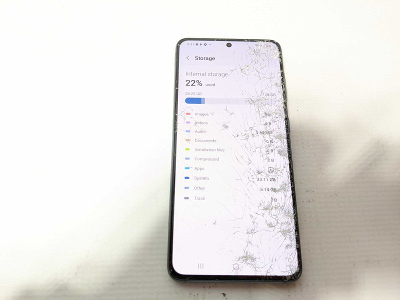 Samsung Galaxy S21 5G 128GB Unlocked with broken glass.