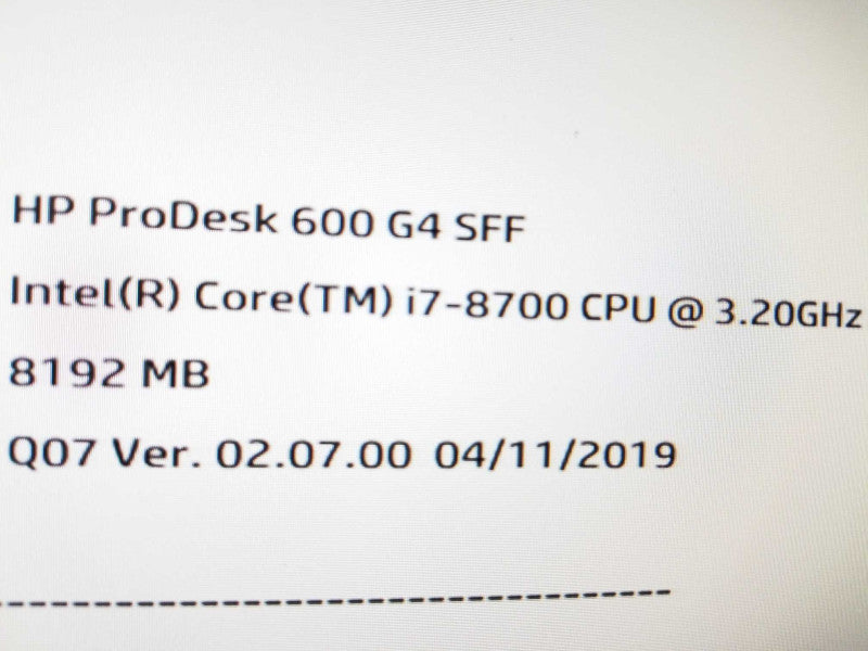 HP ProDesk 600 G4 SFF i7-8700 3.2GHz/8GB DDR4, NO HDDs ~