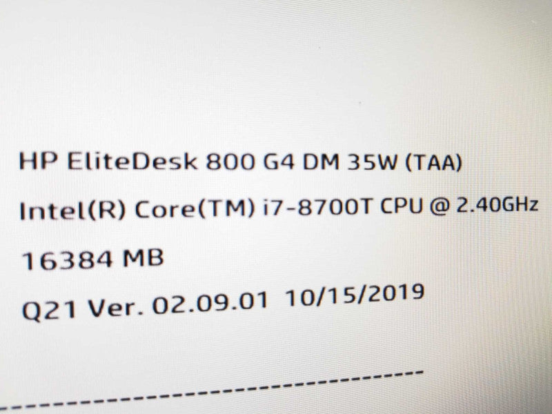 HP ProDesk 800 G4 DM PC i7-8700T 2.4GHz/16GB DDR4, 500GB SSD, NO AC, QTY ~