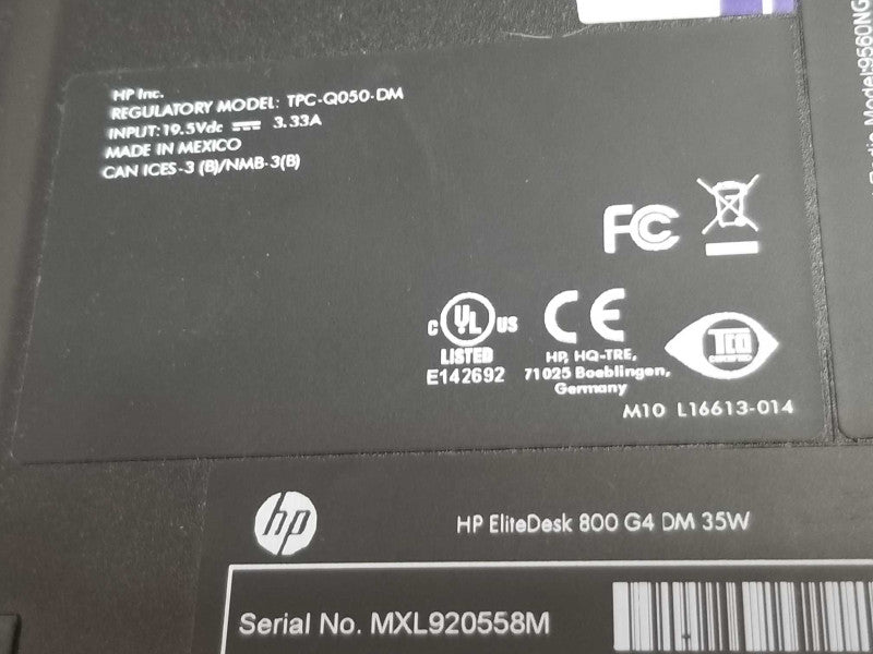 HP ProDesk 800 G4 DM PC i7-8700T 2.4GHz/16GB DDR4, 500GB SSD, NO AC, QTY ~