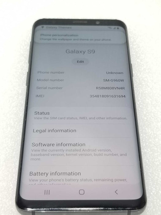 Samsung Galaxy S9 SM-G960W 64 GB - Black [Unlocked]