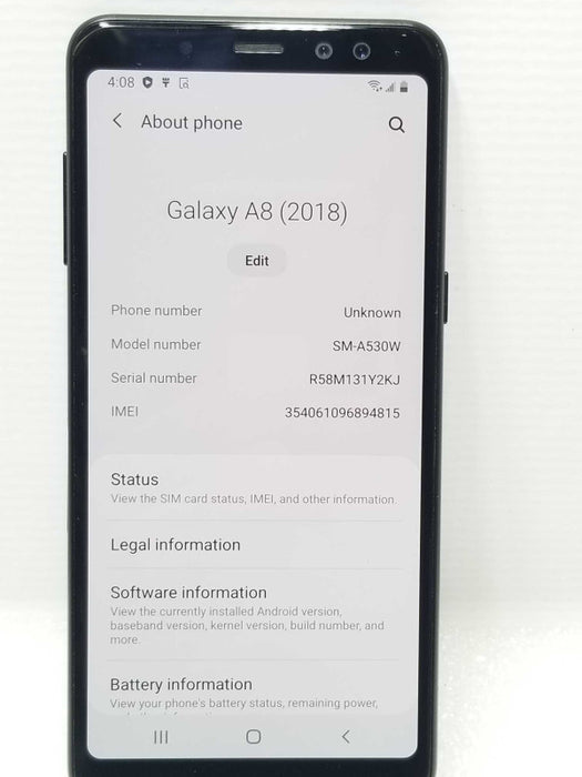 Samsung Galaxy A8 (2018) SM-A530W - 32 GB - Unlocked Android Smartphone