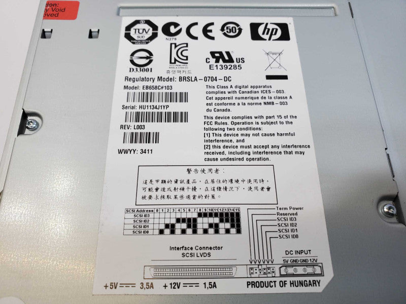 HP AJ819A 489809-001 LTO4 SCSI Tape Drive for 1/8 G2 (