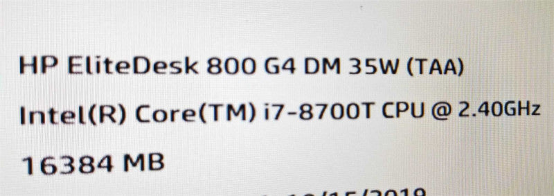HP ProDesk 800 G4 DM TAA PC i7-8700T 2.4GHz/16GB DDR4, 500GB SSD, NO AC, \\"QTY\\" ~