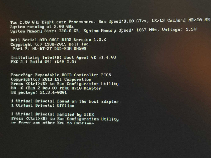 Dell PE T620, 2x Xeon E5-2650 2.0GHz, 320GB DDR3 ECC, 4x 3TB, H710, Read AS-IS _