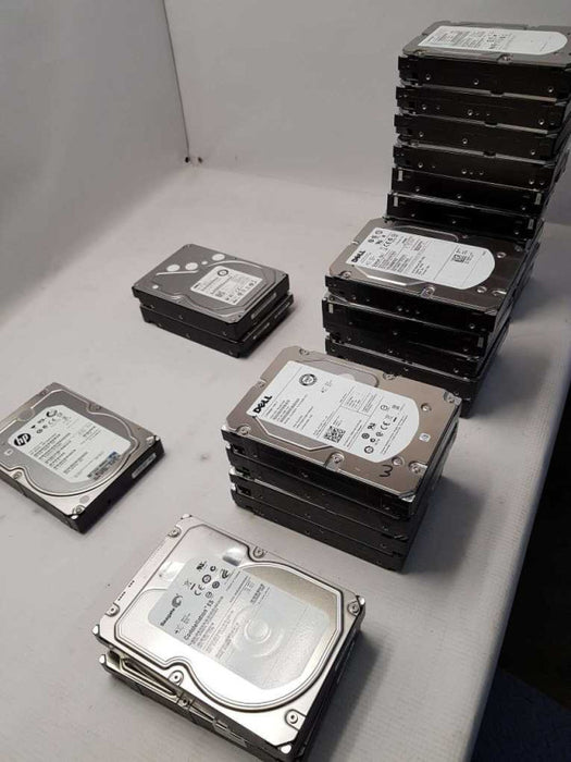 A Box of  Assorted Sizes and Brands SAS 3.5\\" Hard Drives 300 GB& UP- 24 PCS
