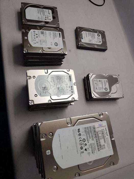 A Box of  Assorted Sizes and Brands SAS 3.5\\" Hard Drives 300 GB& UP- 24 PCS