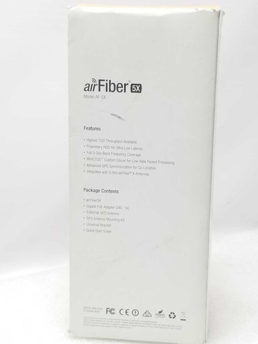 Ubiquiti airFiber AF-5X-US 5GHz Backhaul Radio Tested to power on AS-IS _