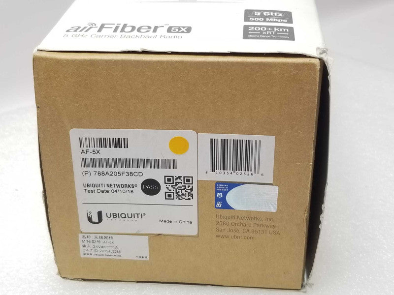 Ubiquiti airFiber AF-5X-US 5GHz Backhaul Radio Tested to power on AS-IS _