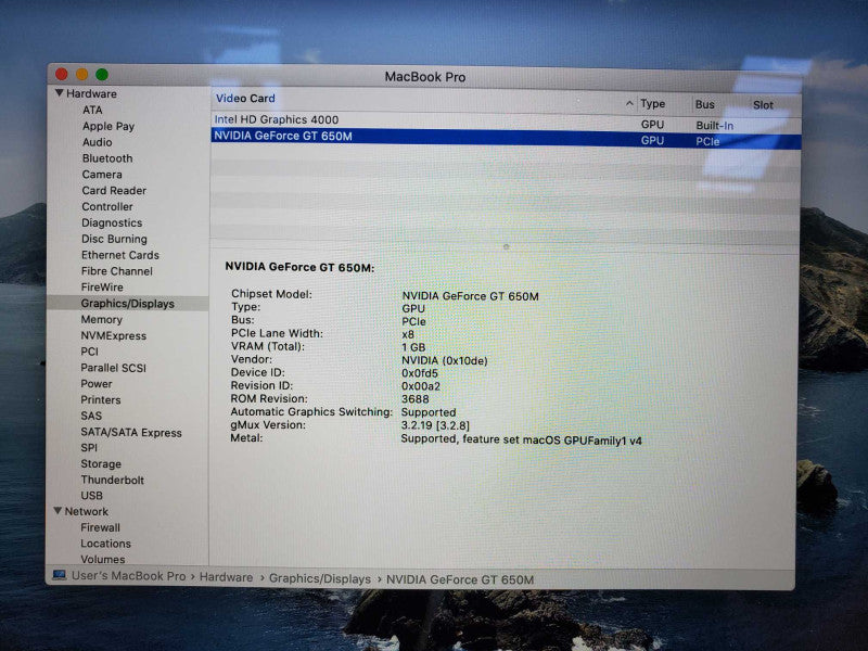 MacBook Pro 2013 Core i7-3635QM @ 2.4 GHz 8GB Ram 250GB SSD GT650 1GB (
