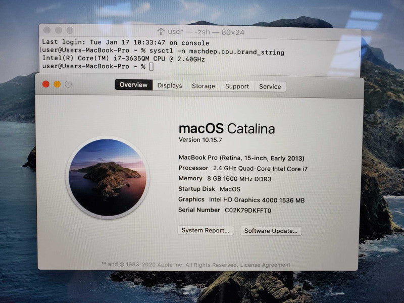 MacBook Pro 2013 Core i7-3635QM @ 2.4 GHz 8GB Ram 250GB SSD GT650 1GB (