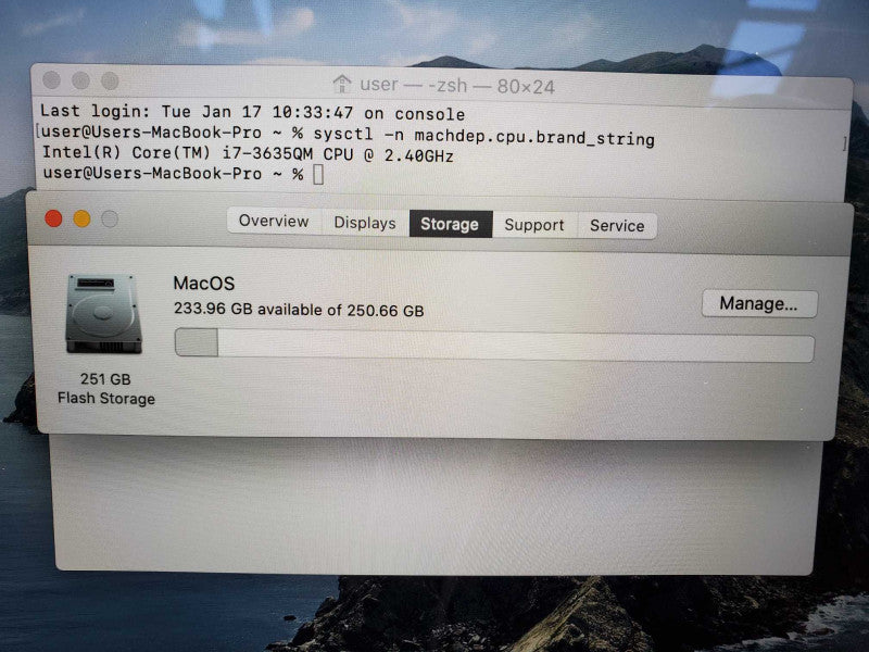 MacBook Pro 2013 Core i7-3635QM @ 2.4 GHz 8GB Ram 250GB SSD GT650 1GB (
