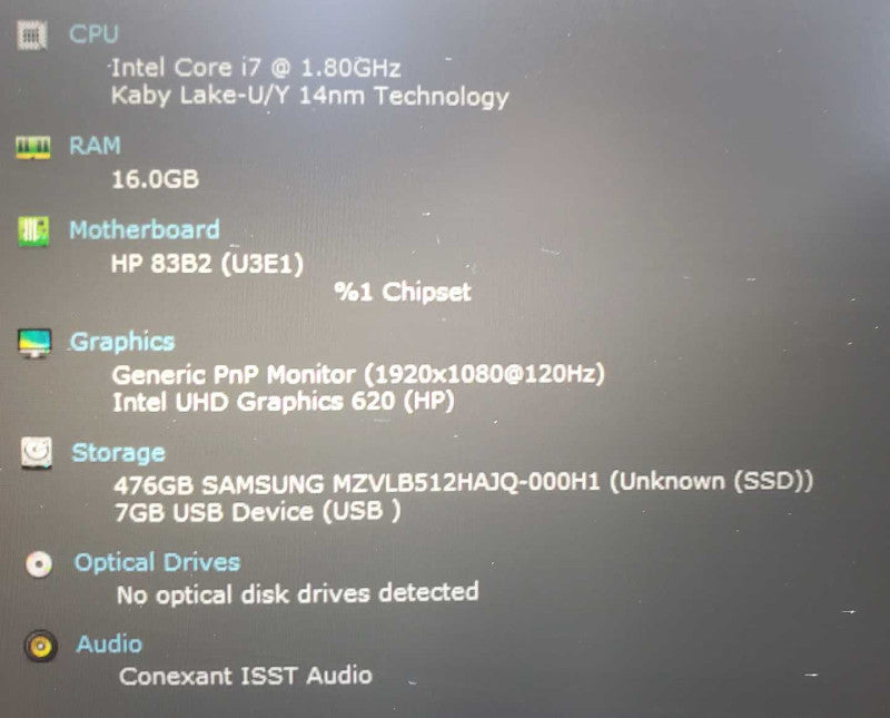 HP EliteBook 840 G5 Core i7-8550U @ 1.8 GHz 16GB Ram 500GB SSD (