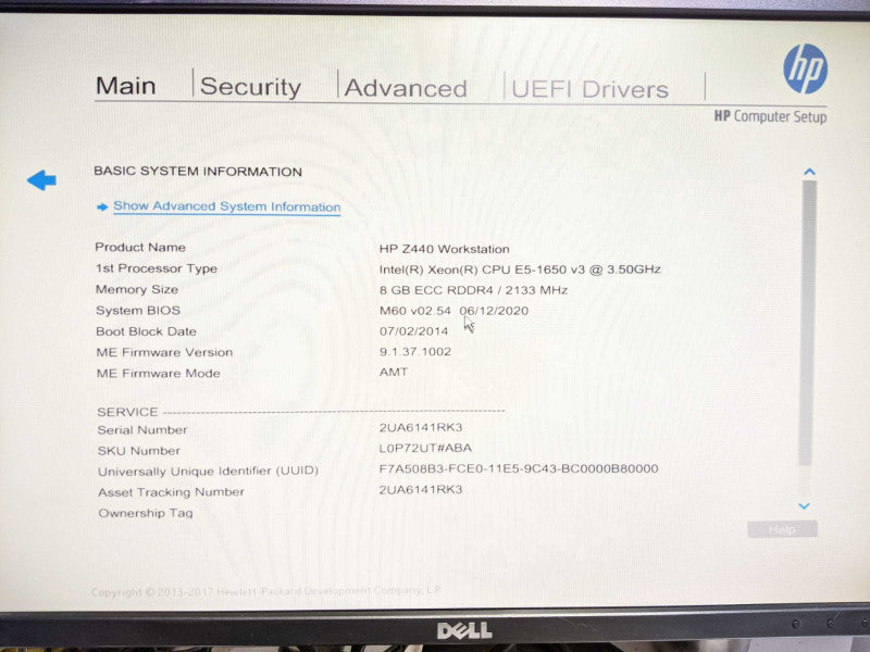HP z440 Workstation Xeon E5-1650 v3 3.5 GHz 8GB DDR4, No GPU, No HDDs