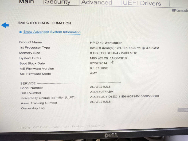 HP z440 Workstation Xeon E5-1620 v4 3.5 GHz 8GB DDR4, No GPU, No HDDs