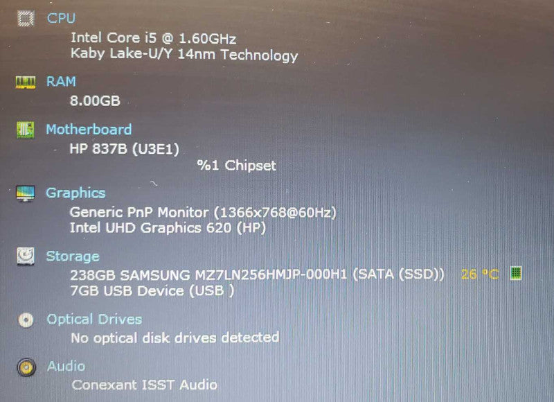HP ProBook 440 G5 Core i5-8250U @ 1.6 GHz 8GB Ram 250GB SSD (