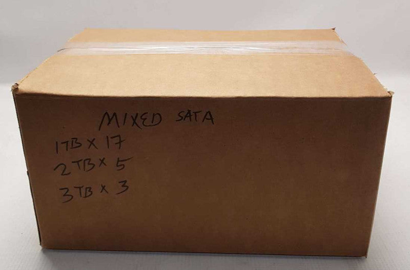 A box of Mixed Sizes 1TB & UP 3.5\\'\\' SATA HDDs mixed brands - 25 PCS