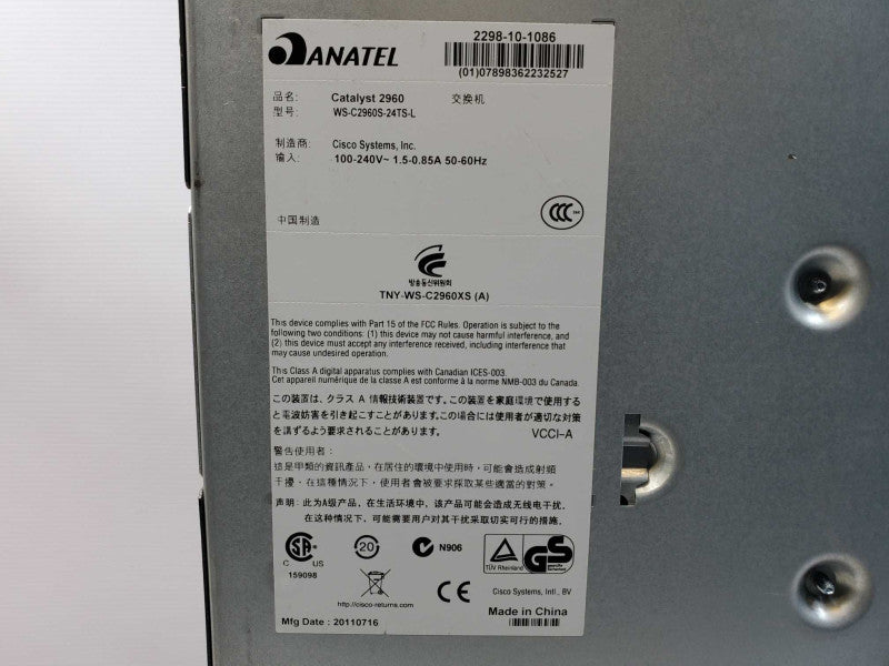 Cisco Catalyst WS-C2960S-24TS-L 24-Port Gigabit Managed Ethernet Switch (
