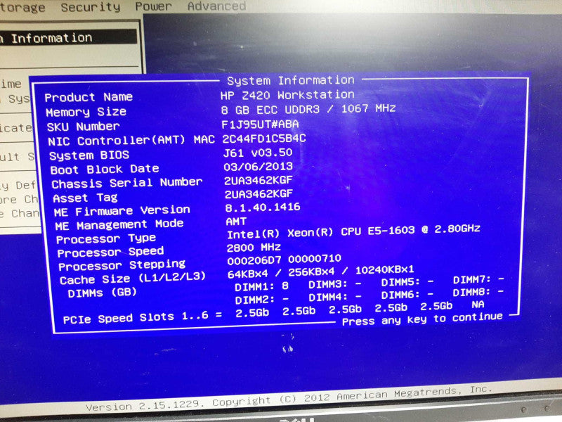 HP Z420 Workstation Xeon E5-1603 @ 2.8GHz 8GB DDR3 No GPU No HDDs