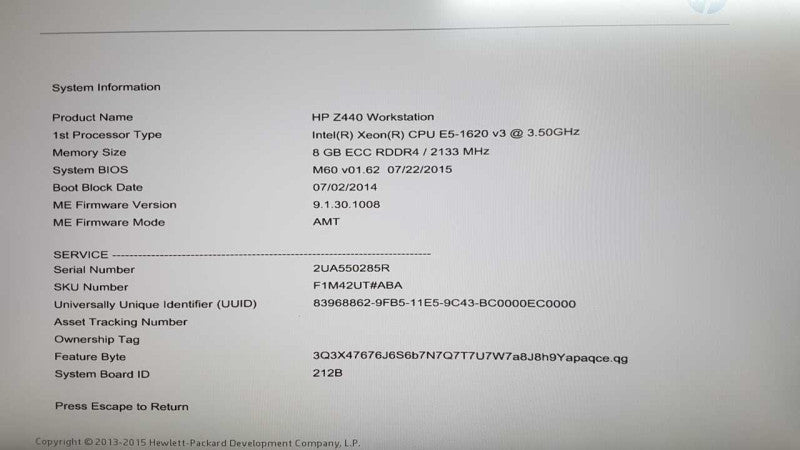 HP Z440 workstation Xeon E5-1620 V3 @ 3.50ghz / 8gb ram / READ #\t #