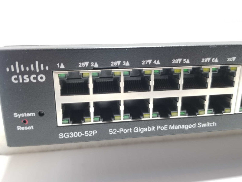 Cisco SG300-52P-K9 48-Port RJ-45 PoE SFP Gigabit Switch. ~