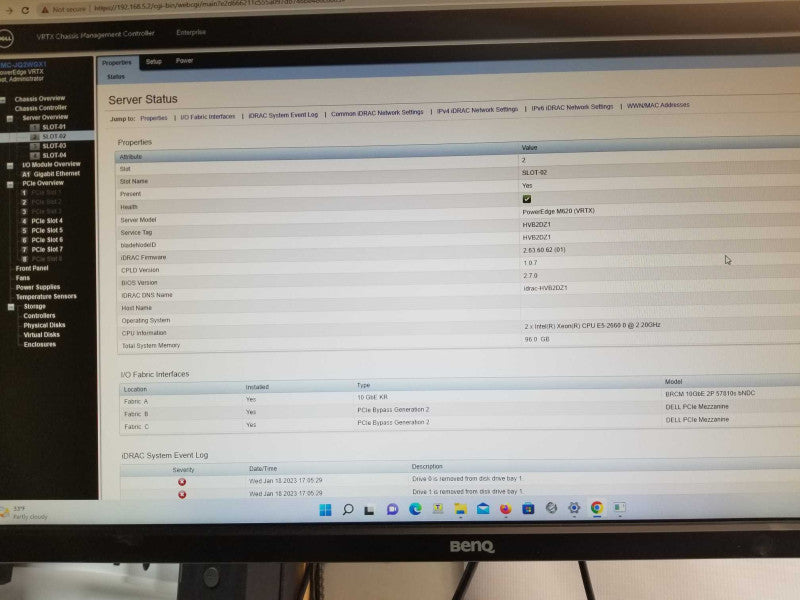 Dell Poweredge Vrtx with 4x powerEdge M620 Blades, 384GB, 8x CPUs, Read _