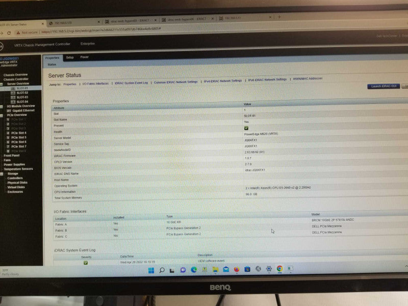 Dell Poweredge Vrtx with 4x powerEdge M620 Blades, 384GB, 8x CPUs, Read _