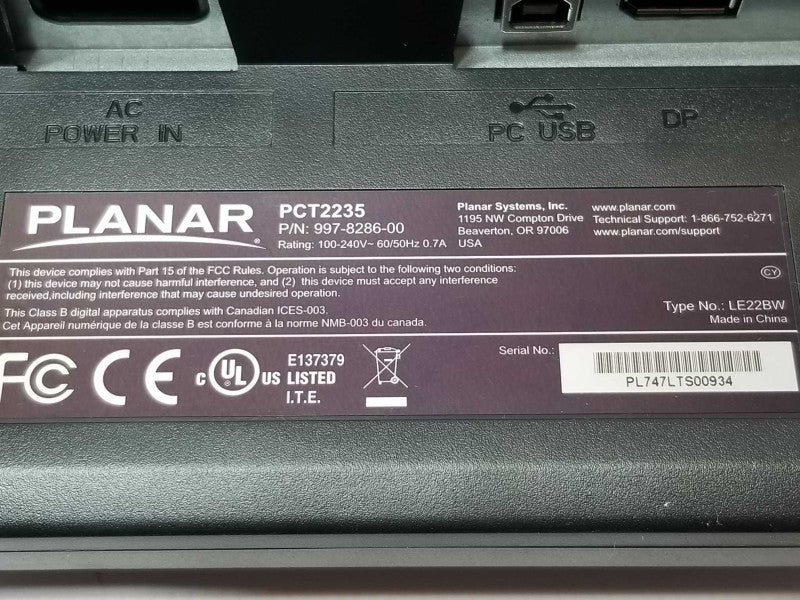 Planar PCT2235 Touch Screen 22\\" HD 1920x1080 LED LCD Monitor Read _