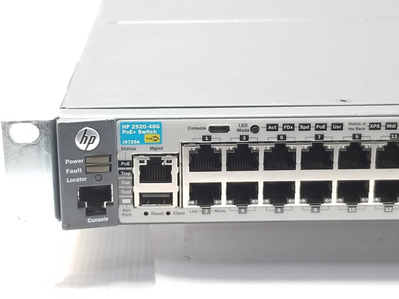HP J9729A 48-Port Managed Switch 2920-48G-PoE+ w/ Stacking Module J9733A _