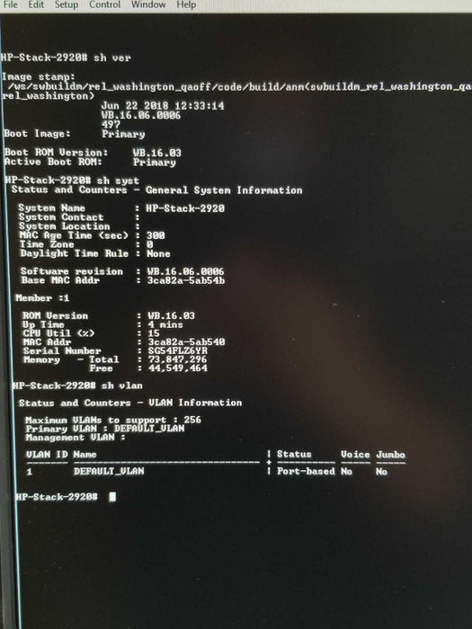 HP J9729A 48-Port Managed Switch 2920-48G-PoE+ w/ Stacking Module J9733A _