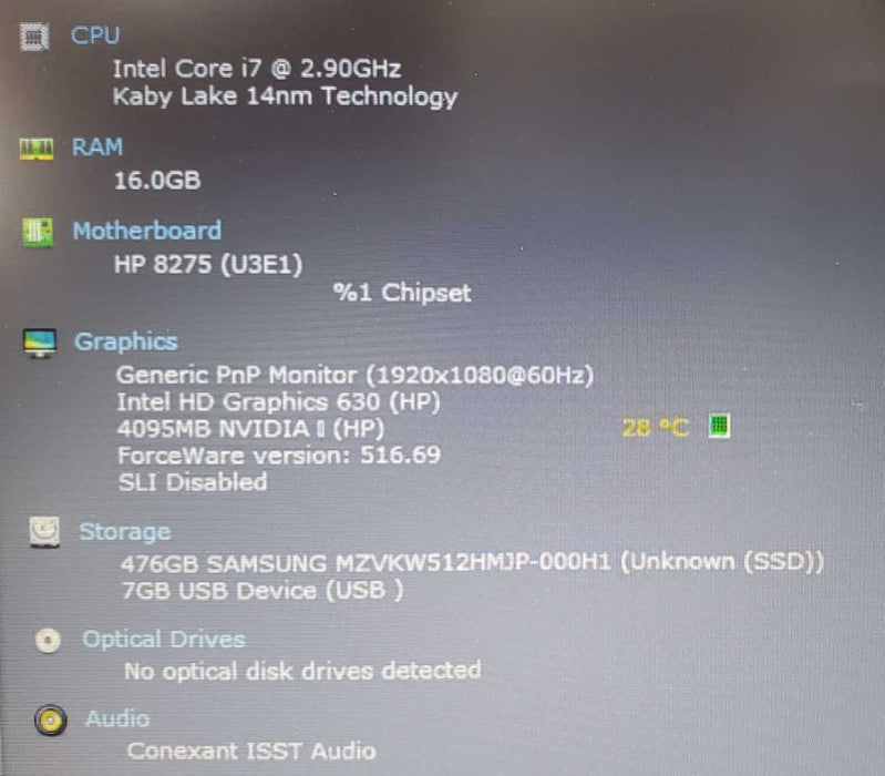 HP ZBook 15 G4 Core i7-7820HQ @ 2.9GHz 16GB DDR4 500GB SSD M2200 4GB (
