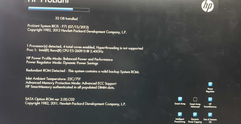 HP Proliant DL360p G8 1x Xeon E5-2609 @ 2.4GHz Smart Array P420i 32GB DDR3 ECC [