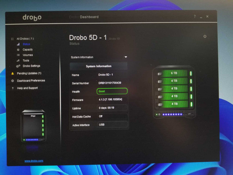 Drobo 5D 5 Bay NAS / DAS Storage DRDR5-A, 4x $TB and 1x 6TB HDDs _