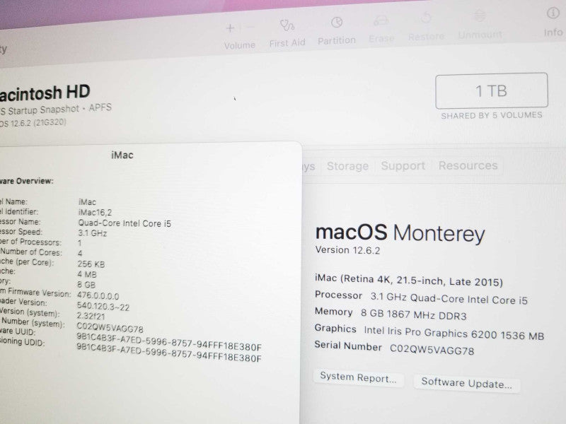 iMac 21.5\\" - L.2015 A1418, i5-5675R 3.1GHz/8GB, Intel Iris Pro 6200, 1TB HDD, ~