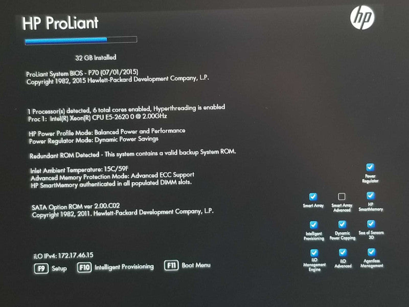 HP Proliant DL380p G8, 1x Xeon E5-2620 2.0GHz, 32GB RAM, P420i, 1x PSU, 2.5\\" _