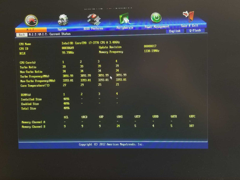 Custom Gigabyte PC, Core I7-3770 3.4GHz, 4GB RAM, 500GB HDD _