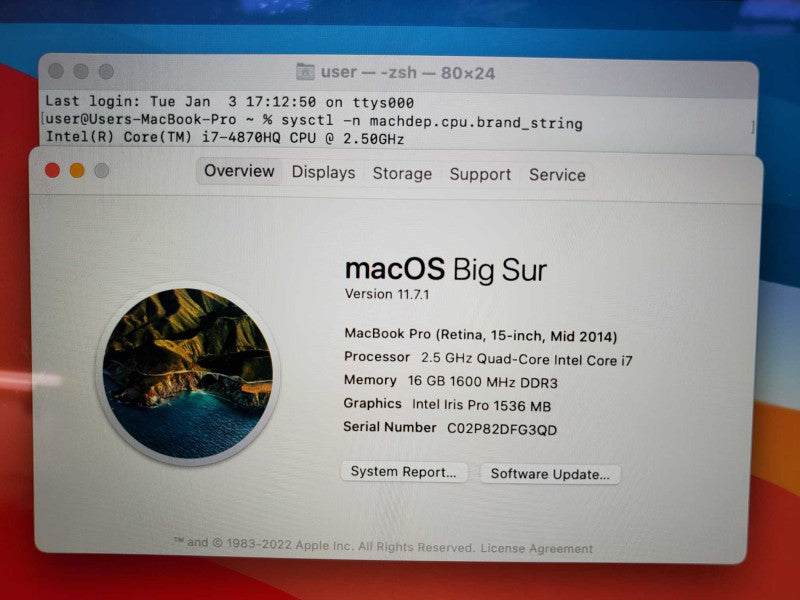 MacBook Pro 2014 15\\" Core i7-4870HQ @ 2.5GHz 16GB Ram 500GB SSD GT 750M 2GB [READ] (