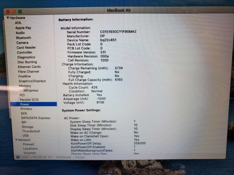 MacBook Air 2015 13\\" Core i5-5250U @ 1.6GHz 4GB Ram 120GB SSD [Read] (
